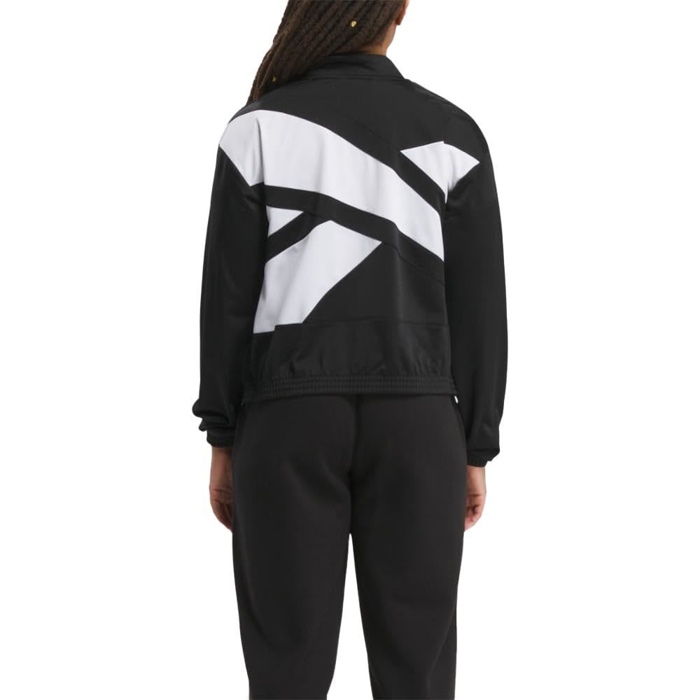 Reebok Womens Banded Logo Tricot Long Sleeve Track Jacket Black Size L NWT - Picture 3 of 6